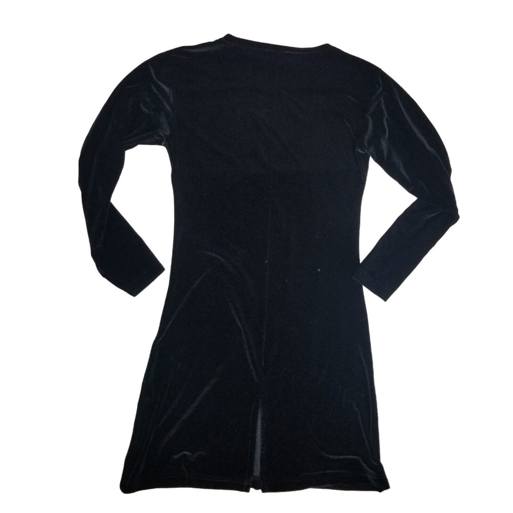 NY Collection Velour Stretch Knee Length Dress Long Sleeve Womens M Velvet - Picture 5 of 12